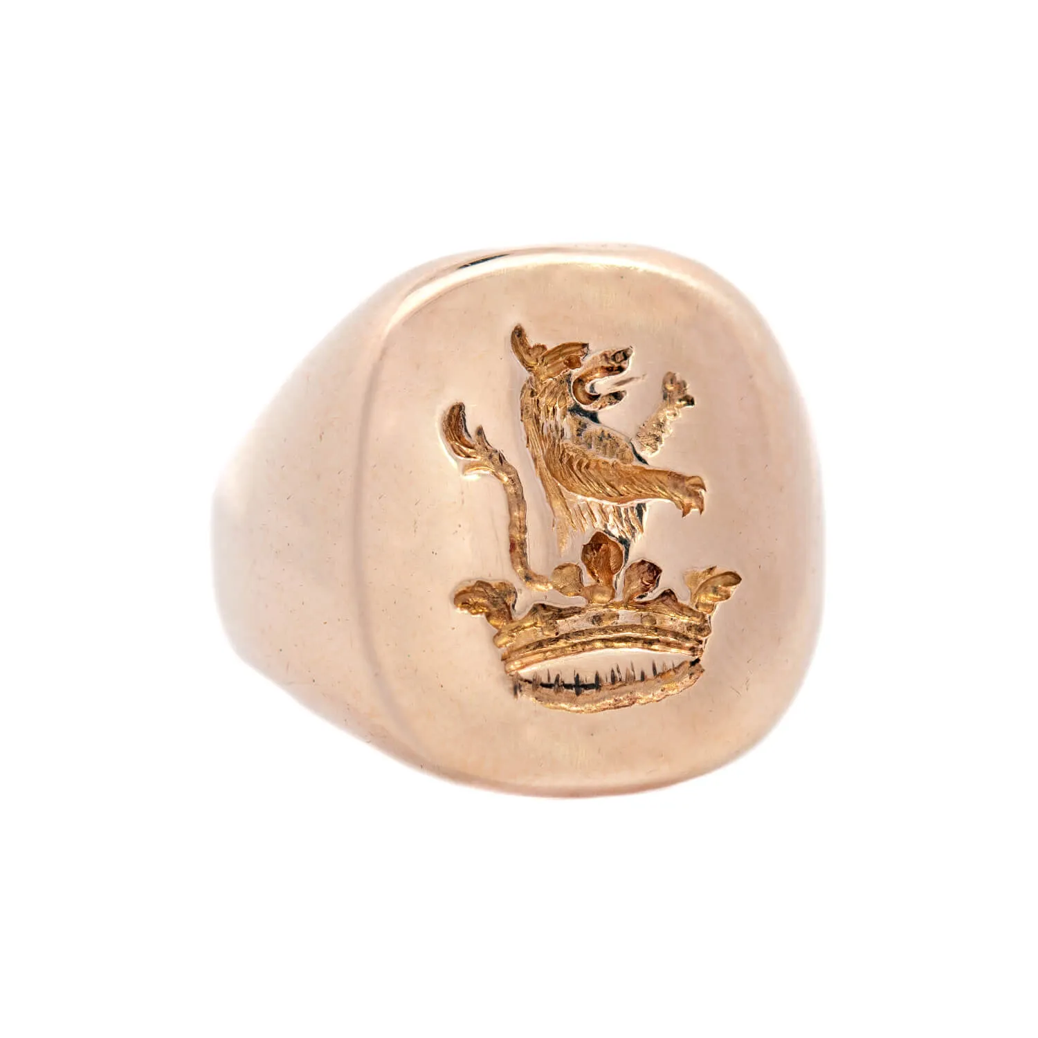 Victorian 14k Family Crest Intaglio Signet Ring