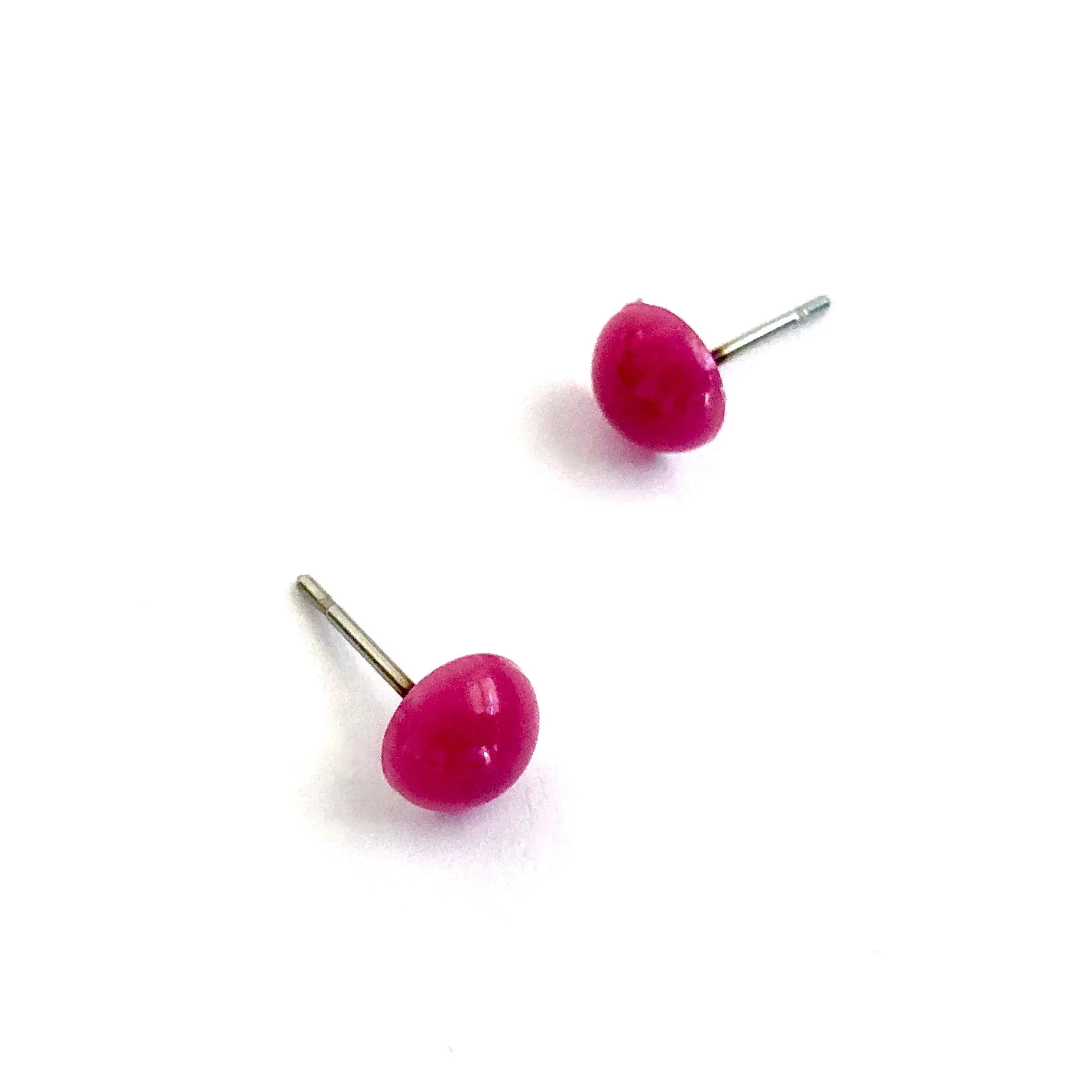 Violet Pink Retro Button Stud Earrings