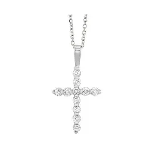 White Gold 1/2 ctw Diamond Cross Pendant