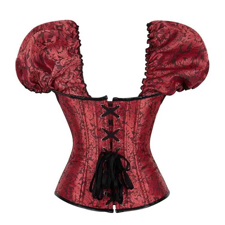 Women's Gothic Puff Sleeved Lace-up Boned Overbust Corset