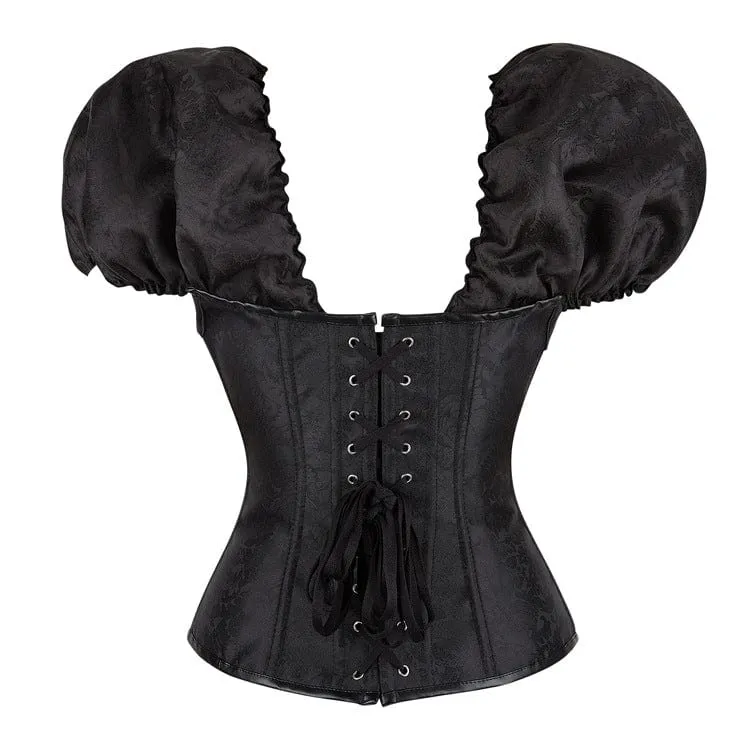 Women's Gothic Puff Sleeved Lace-up Boned Overbust Corset