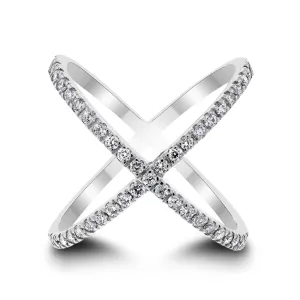 Xena Diamond Cross Ring (0.57 ct Diamonds) in White Gold